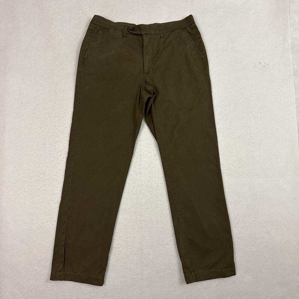 Spier & Mackay Pants Mens 33 Olive Extra Slim High Rise Cotton Trousers Handmade